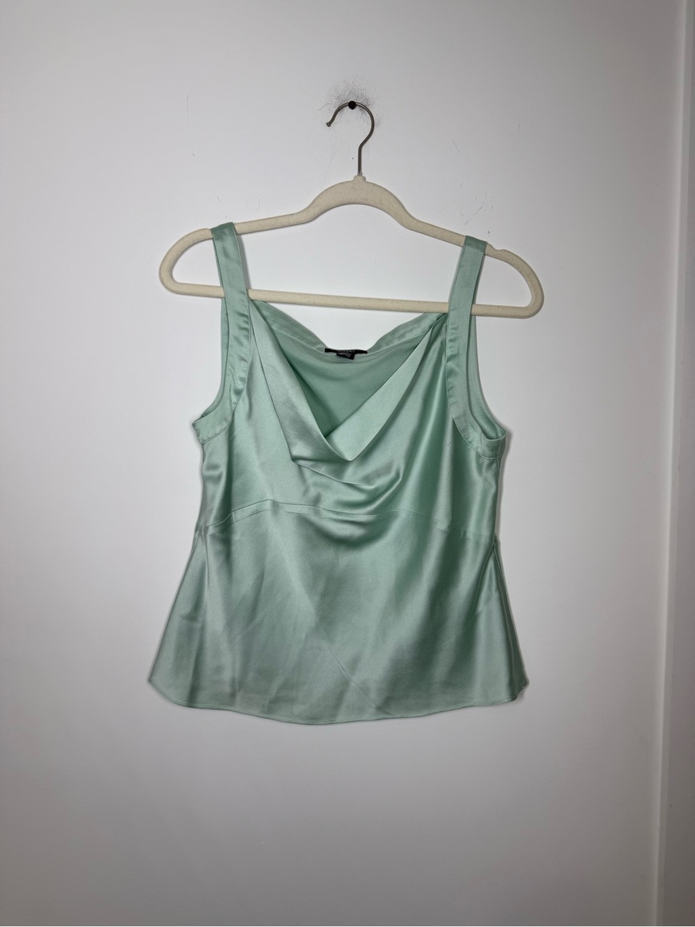 Alfani Silk Blend Mint Green Cowl Neck Tank Top Size 10 Y2K
